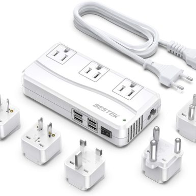 BESTEK 220v to 110v Voltage Converter, US to Europe Converter for Hair Straightener/Curling Iron, Power Converter for European Travel, (US/AU/EU/UK/India/South Africa Universal Plug Adapter)